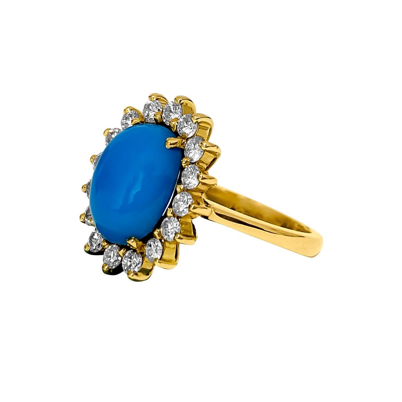 Oval Cut Art Deco 2.00 Carat Turquoise Diamond Cocktail Ring For Sale