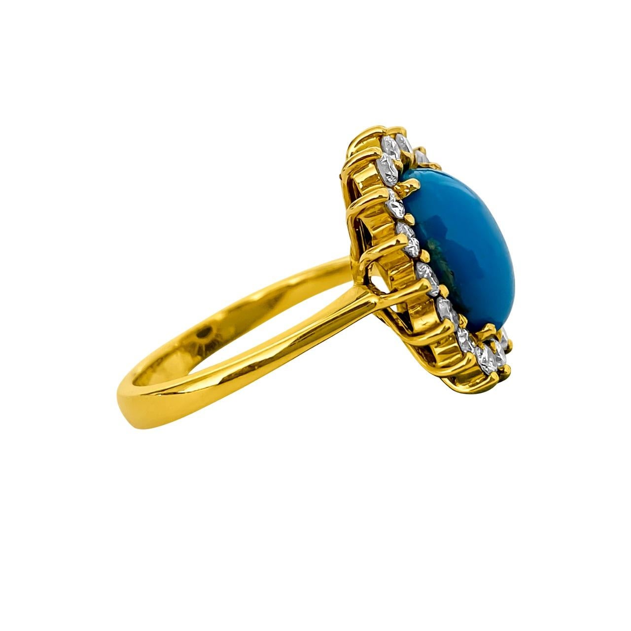 Art Deco 2.00 Carat Turquoise Diamond Cocktail Ring In Excellent Condition For Sale In Miami, FL