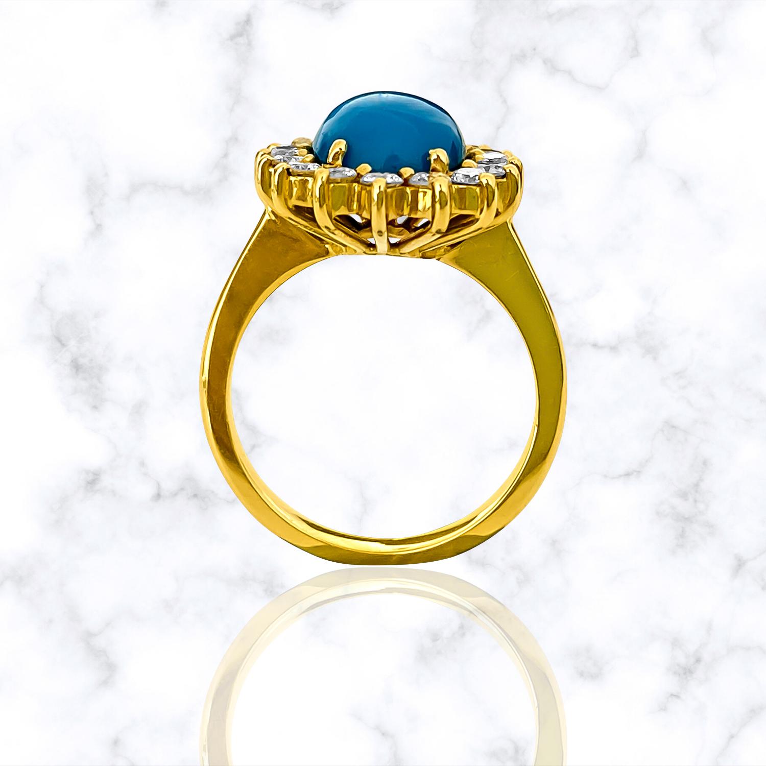 Women's Art Deco 2.00 Carat Turquoise Diamond Cocktail Ring For Sale