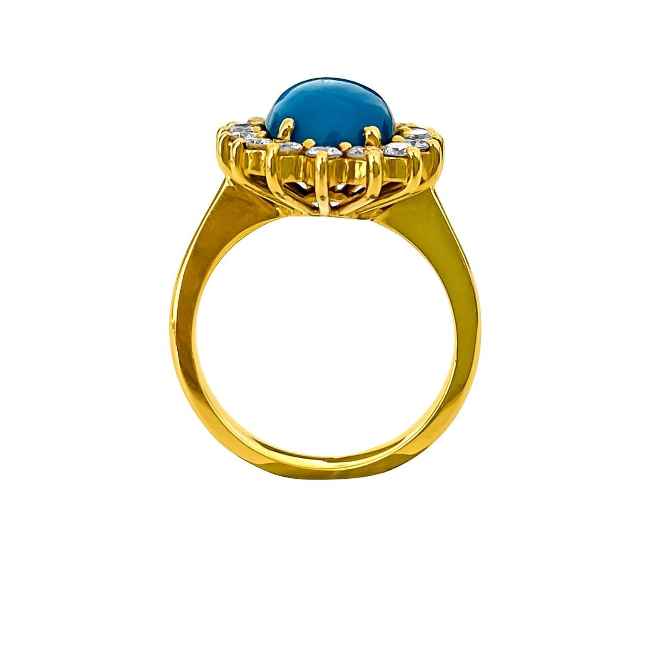 Art Deco 2.00 Carat Turquoise Diamond Cocktail Ring For Sale 1