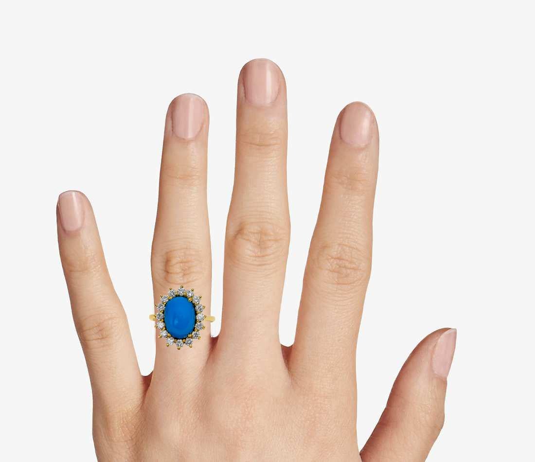 Art Deco 2.00 Carat Turquoise Diamond Cocktail Ring For Sale 2