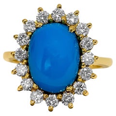 Art Deco 2.00 Carat Turquoise Diamond Cocktail Ring