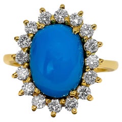 Art Deco 2.00 Carat Turquoise Diamond Cocktail Ring