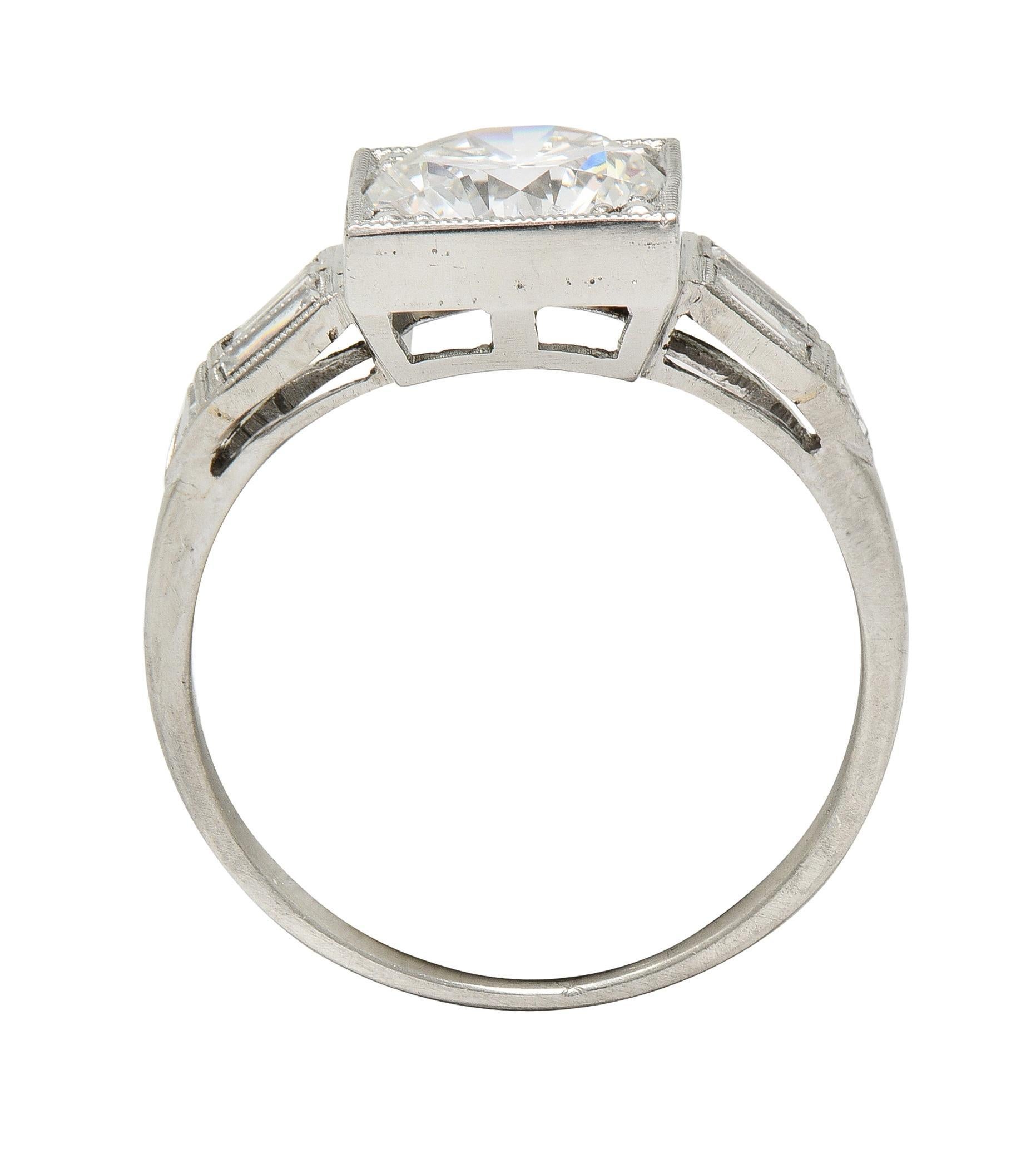 Art Deco 2.00 CTW Transitional Cut Diamond Platinum Vintage Engagement Ring GIA For Sale 4