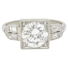 Art Deco 2,00 CTW Transitional Cut Diamant Platin Vintage Verlobungsring GIA