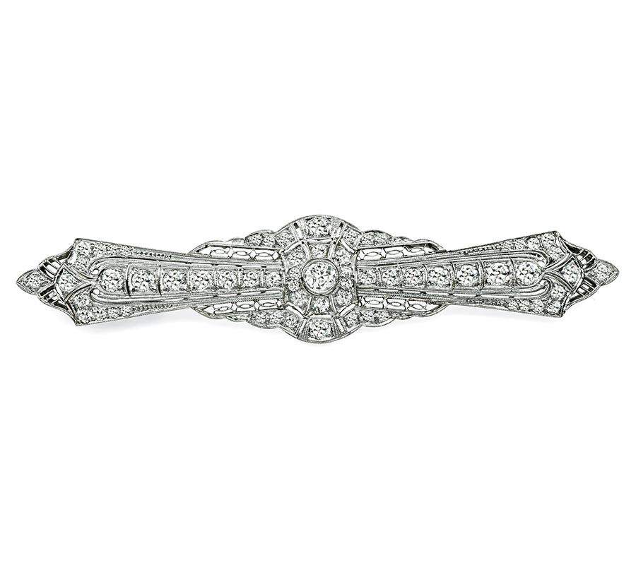 Old European Cut Art Deco 2.00ct Diamond Pin For Sale