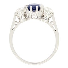 Art Deco 2.00ct Sapphire and Diamond Trilogy Ring, c.1920s