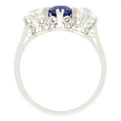 Art Deco 2.00ct Sapphire and Diamond Trilogy Ring, c.1920s