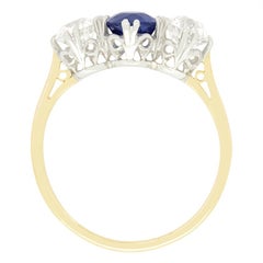 Art Deco 2.00ct Sapphire and Diamond Trilogy Ring, c.1920s