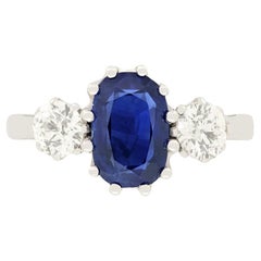 Antique Art Deco 2.00ct Sapphire and Diamond Trilogy Ring, c.1920s
