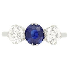 Art Deco 2.00ct Sapphire and Diamond Trilogy Ring, c.1920s