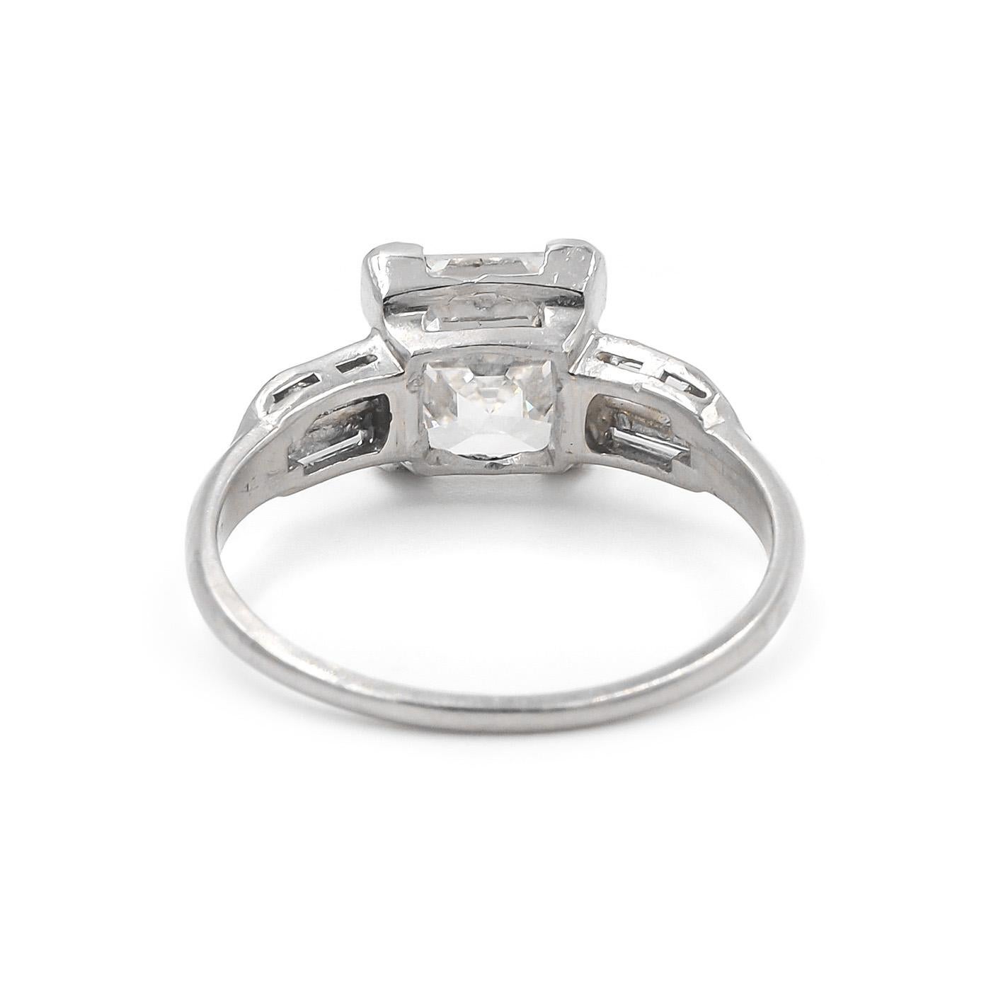 Women's Art Deco 2.01 Carat GIA Asscher Cut Diamond Engagement Ring