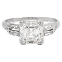 Art Deco 2.01 Carat GIA Asscher Cut Diamond Engagement Ring