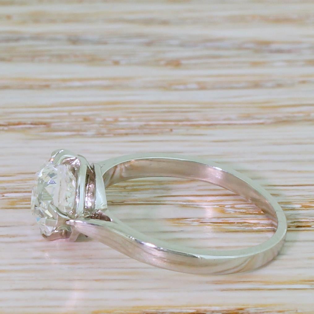 Old European Cut Art Deco 2.01 Carat Old Cut Diamond Engagement Ring For Sale