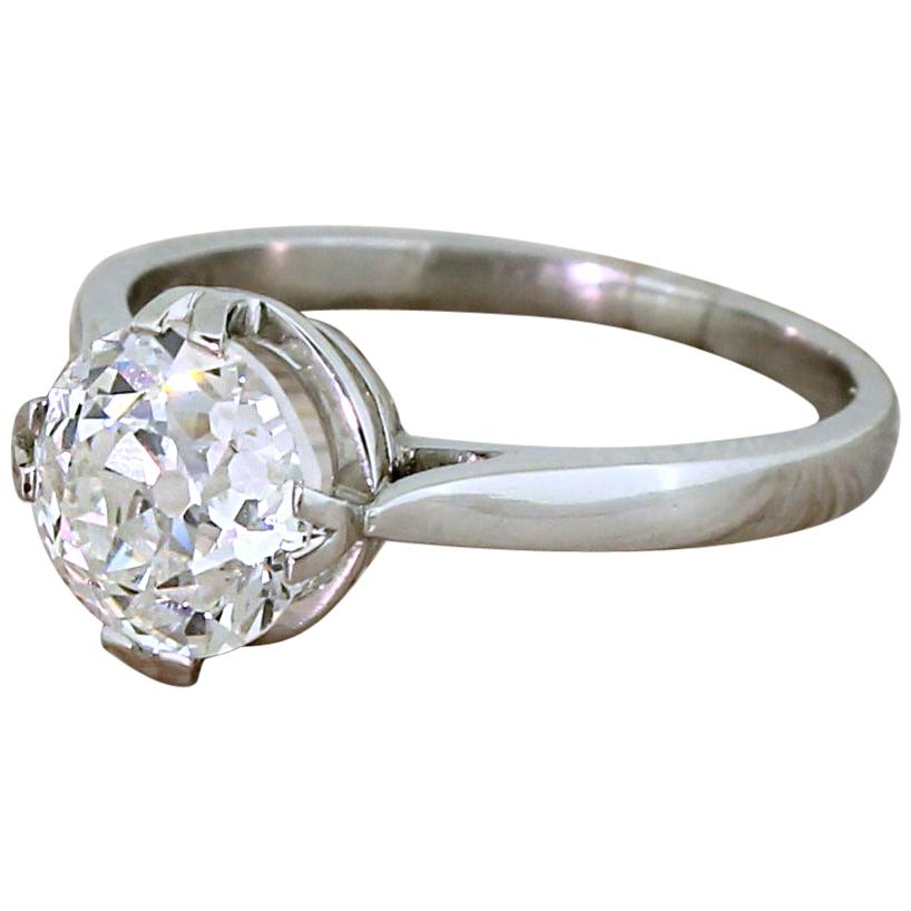 Art Deco 2.01 Carat Old Cut Diamond Engagement Ring For Sale