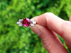 Art Deco 2.05 Carat Pink Tourmaline 0.55 Carat Diamond Platinum Ring Circa 1925