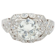 Art Deco 2.05 CTW Diamond Platinum Lily-Of-The Valley Vintage Engagement Ring