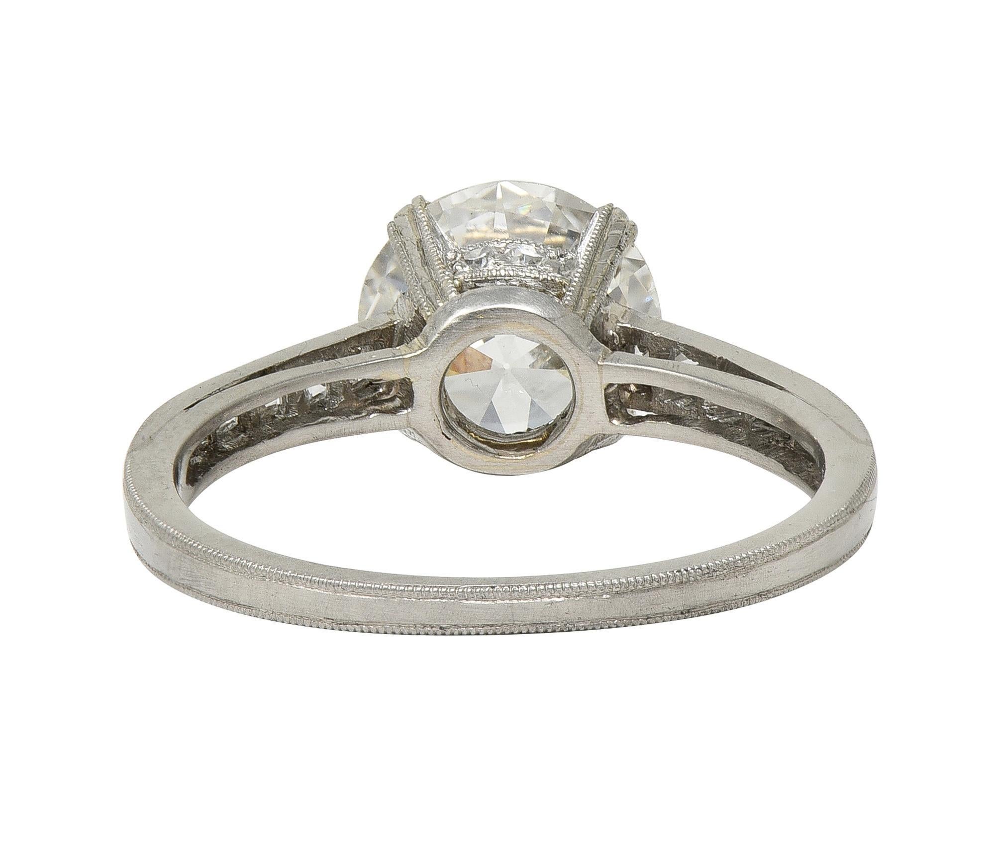 Platin-Verlobungsring mit 2.05 Karat Diamant im alteuropäischen Schliff im Art déco-Stil im Angebot 1