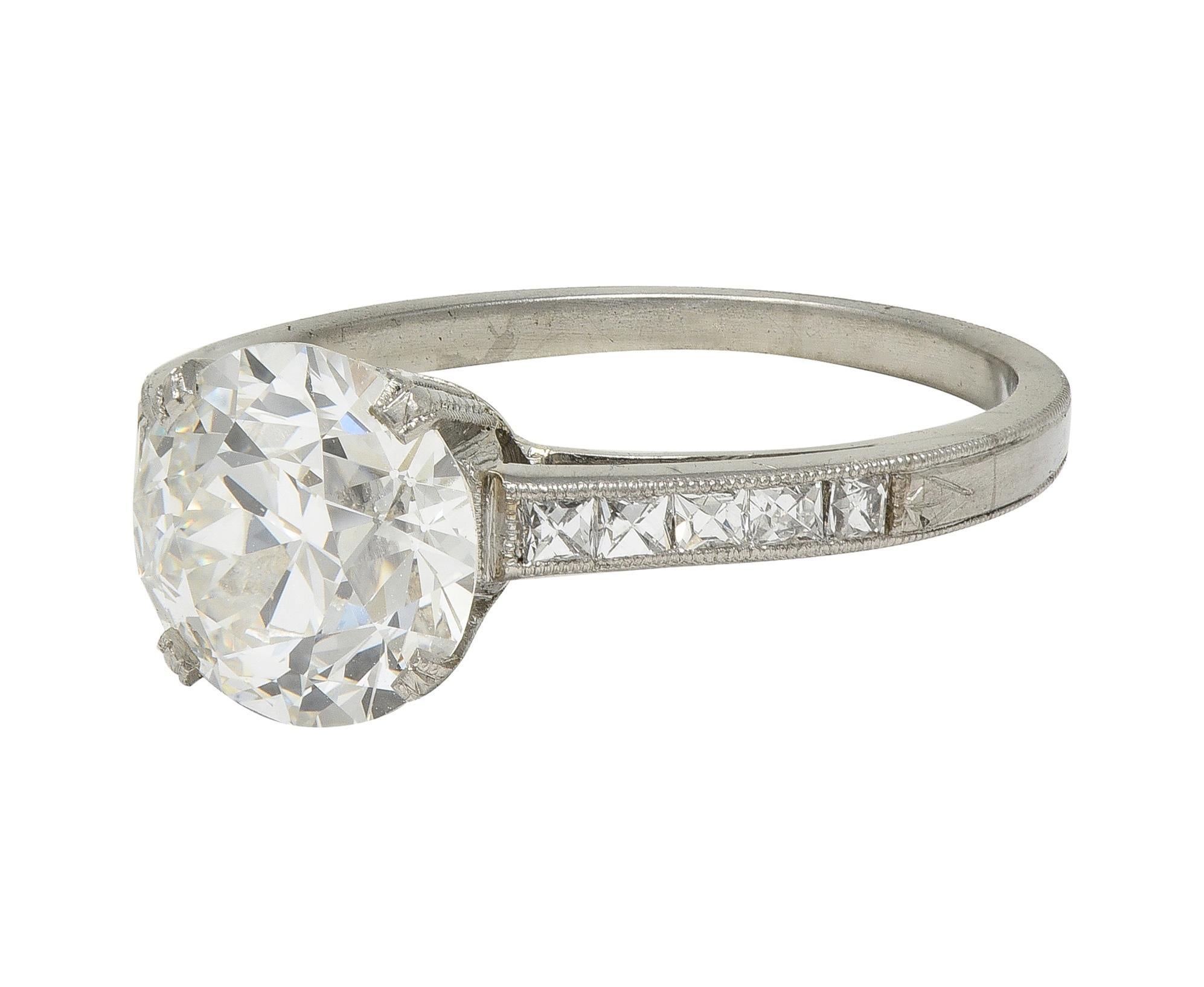 Platin-Verlobungsring mit 2.05 Karat Diamant im alteuropäischen Schliff im Art déco-Stil im Angebot 2