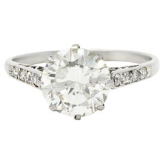 Art Deco 2.05 CTW Old European Diamond Platinum Crown Vintage Engagement Ring