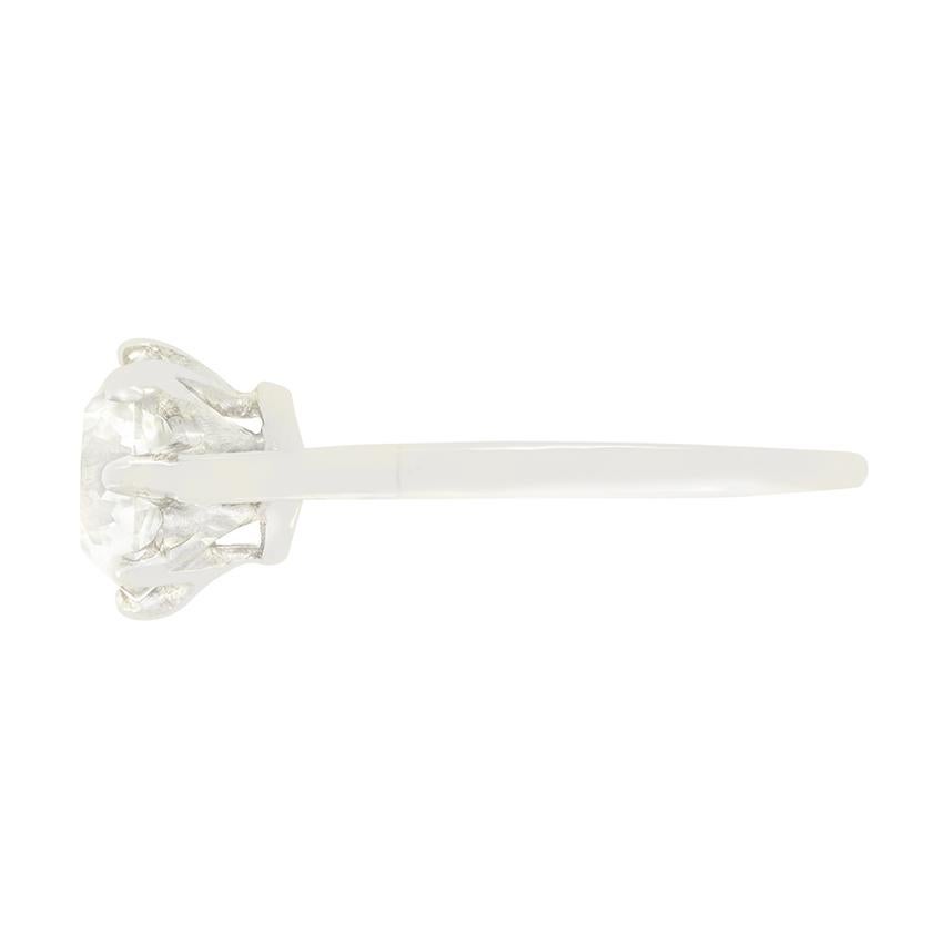 Antique Cushion Cut Art Deco 2.05ct Diamond Solitaire Ring, c.1920s For Sale
