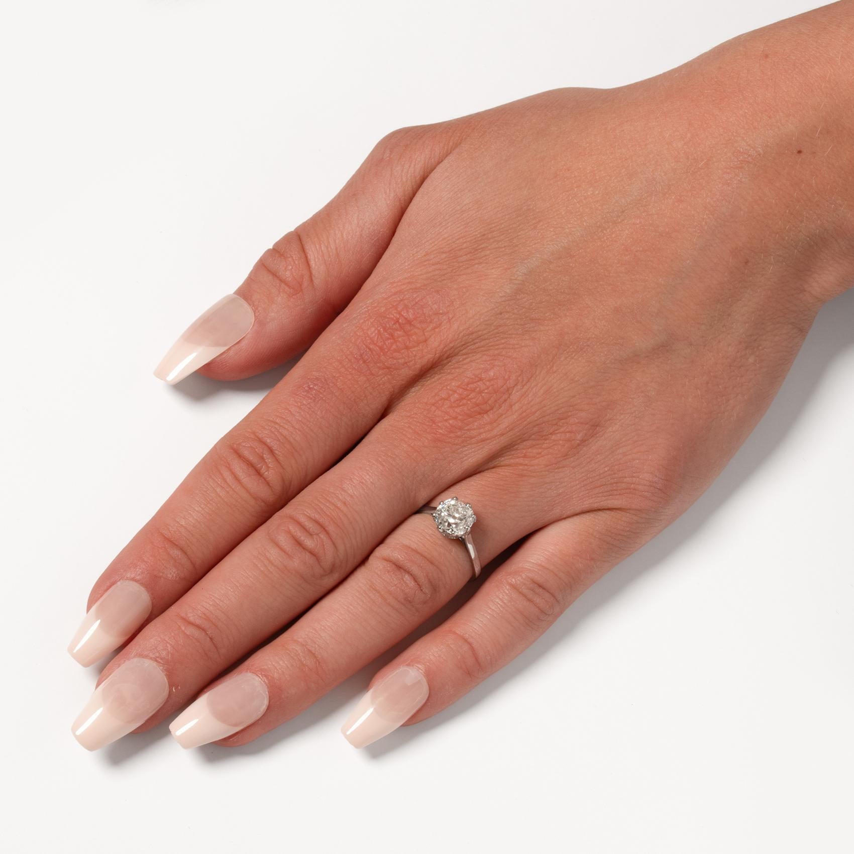 Women's Art Deco 2.05ct Diamond Solitaire Ring, c.1920s For Sale