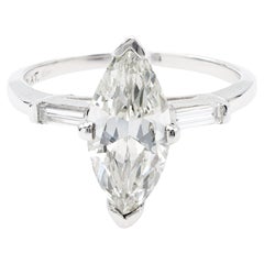 Art Deco 2,06 Carati Taglio Marquise Diamante Platino