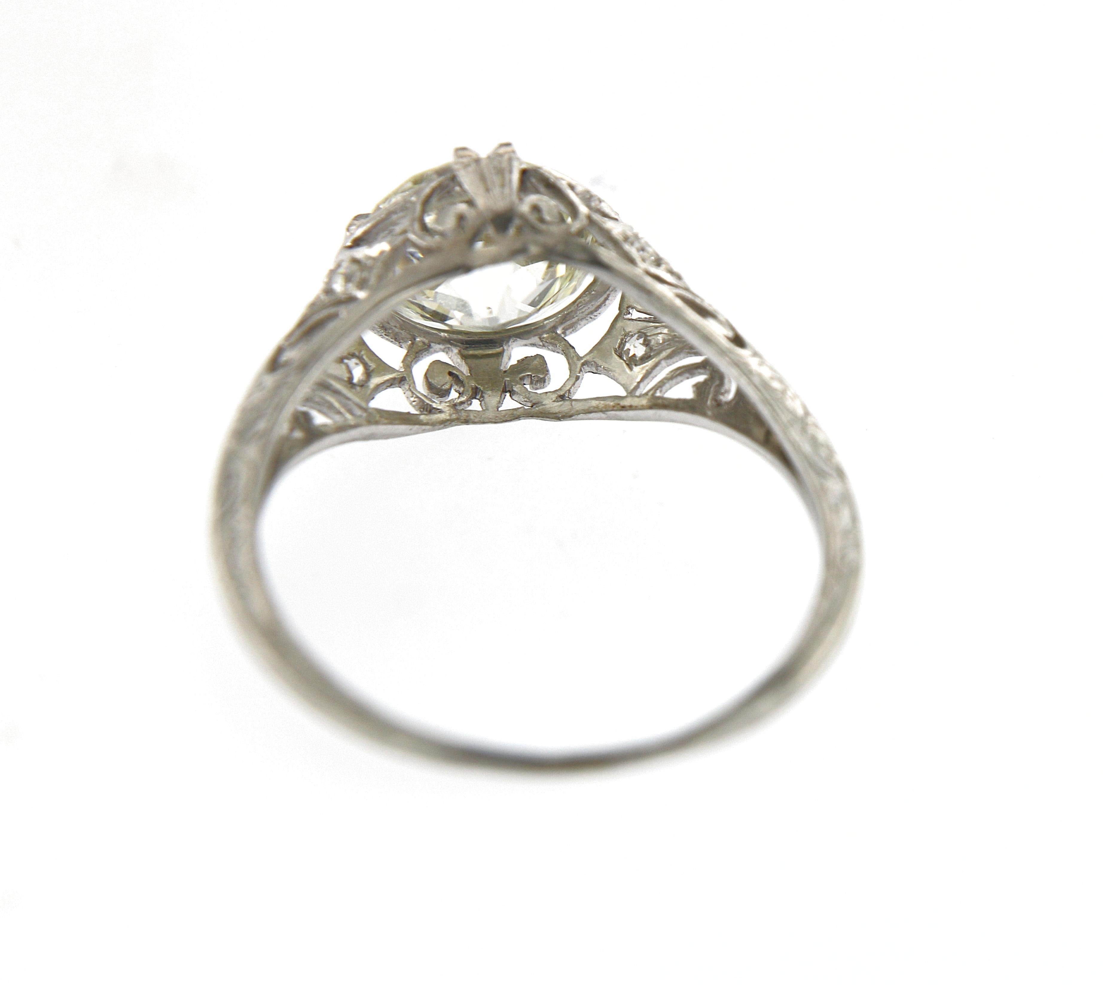 Art Deco 2.06 Carat Old European Cut Certified Diamond Platinum Engagement Ring 5