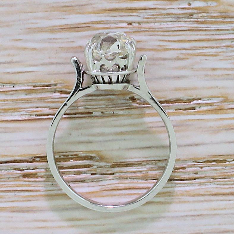 Art Deco 2.07 Carat Old Cut Diamond Platinum Engagement Ring In Good Condition For Sale In Essex, GB