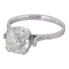Art Deco 2.07 Carat Old Cut Diamond Platinum Engagement Ring