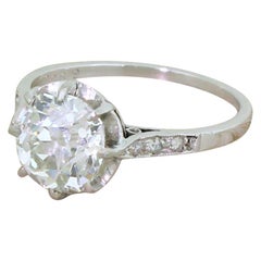Art Deco 2.07 Carat Old Cut Diamond Platinum Engagement Ring
