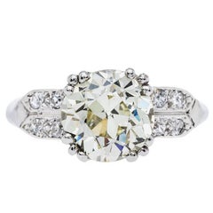 Art Deco 2.07 Carat Old European Cut Diamond Platinum Engagement Ring