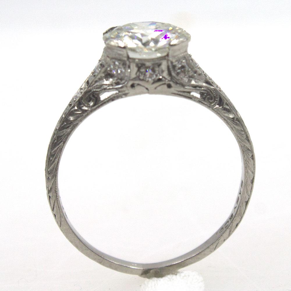 Old European Cut Art Deco 2.08 Carat Diamond Platinum Engagement Ring GIA Certified Diamond
