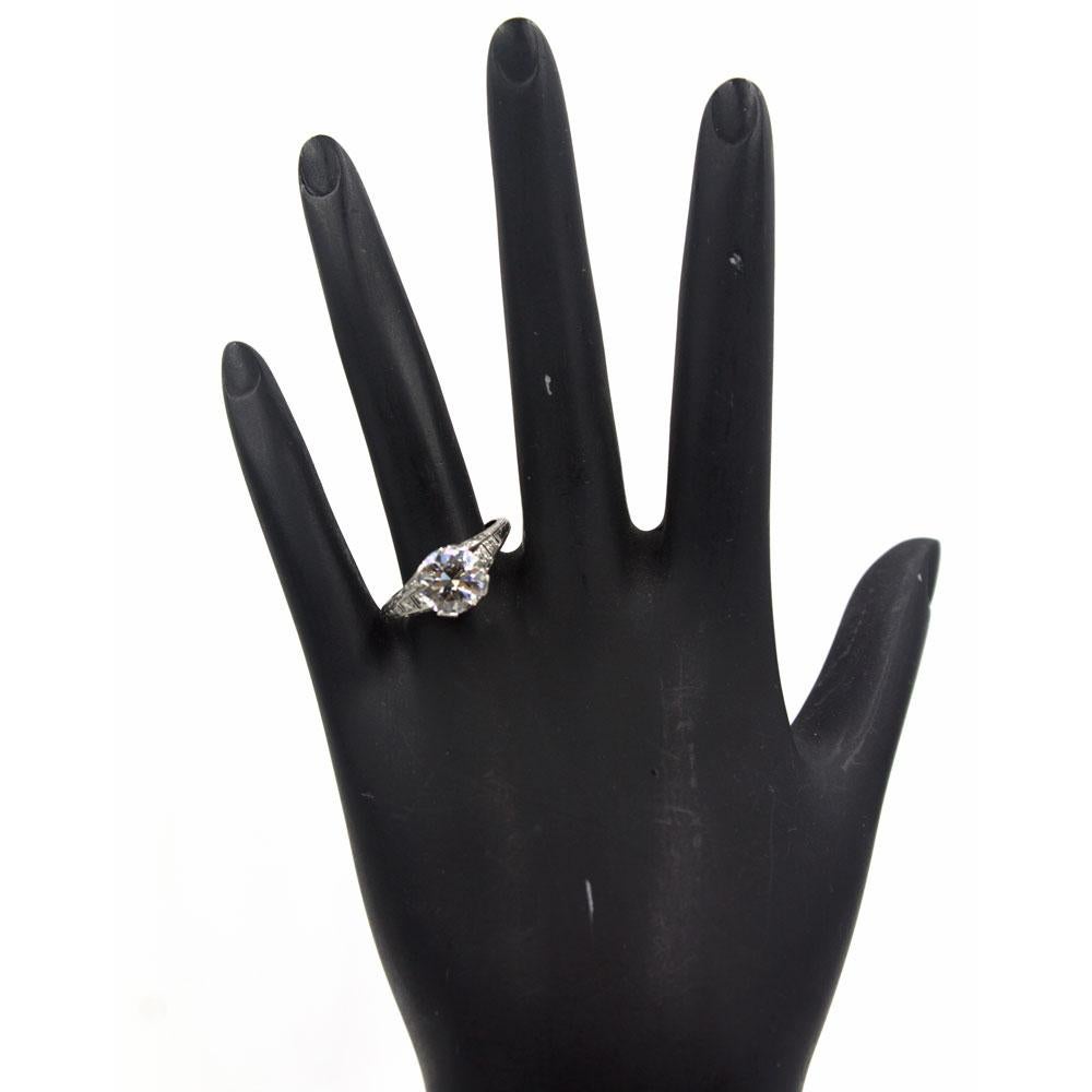 Art Deco 2.08 Carat Diamond Platinum Engagement Ring GIA Certified Diamond 2
