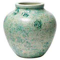 Art deco 20th century design Green ceramic vase by Georges Jaegle 1940