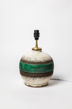 Art deco 20th century design white and green ceramic table lamp by Keramos 1930