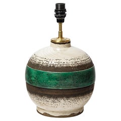 Art deco 20th century design white and green ceramic table lamp by Keramos 1930