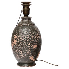 Art deco 20th century pink and black ceramic table lamp by GAM 1930