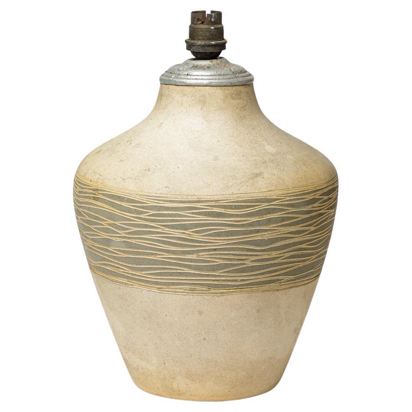 lampada da tavolo in ceramica bianca e grigia art deco del XX secolo, circa 1940