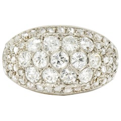 Art Deco 2.10 Carat Diamond 18 Karat White Gold Pave Bombe Band Ring