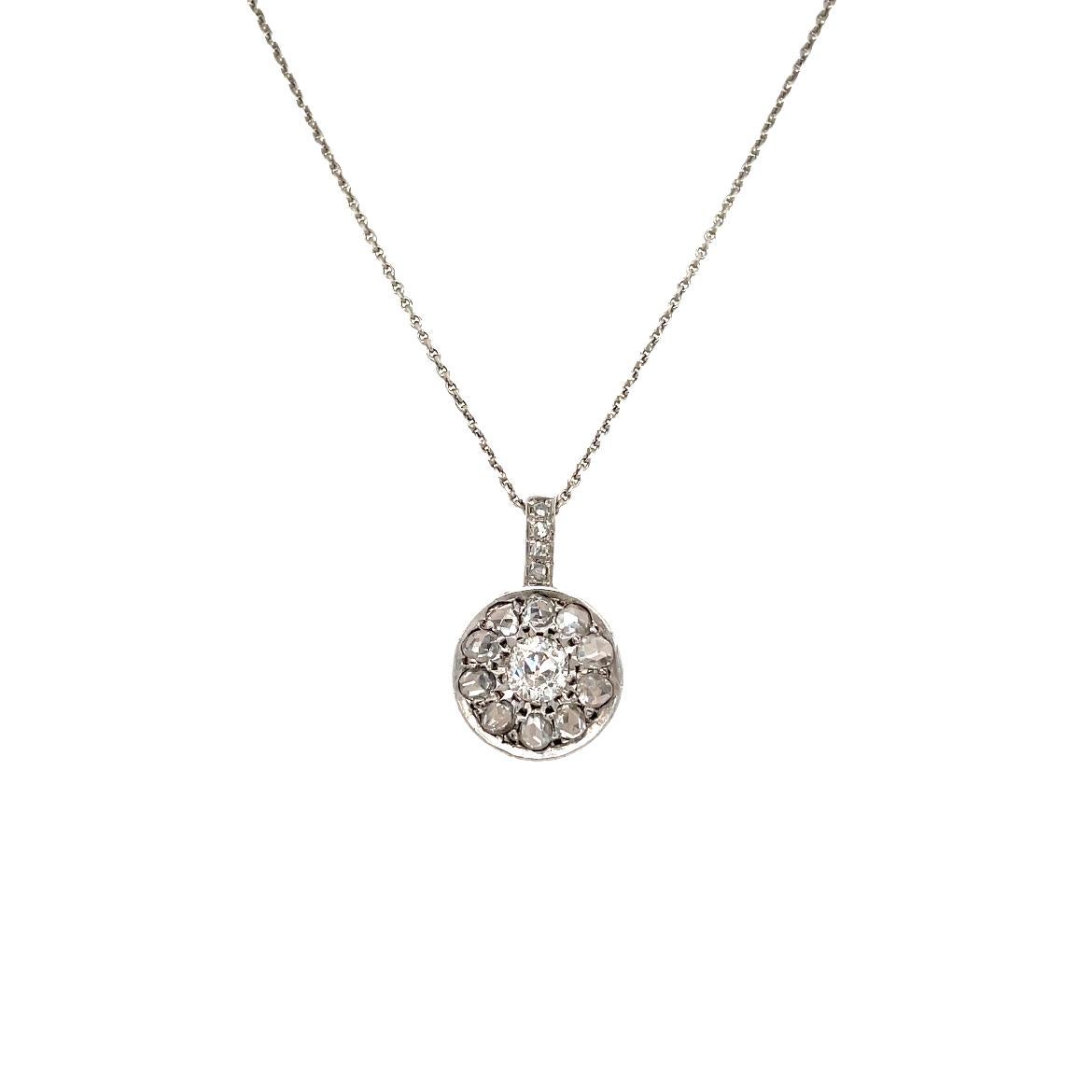 Taille vieille mine Collier à pendentif Art déco en diamants de 2,10 carats en vente