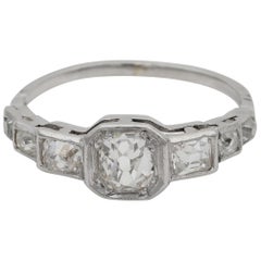 Antique Art Deco 2.10 Carat Old Mine Diamond Seven-Stone Platinum Ring