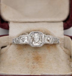 Art Deco 2.10 Ct Old Mine Diamond Seven Stone Platinum Ring
