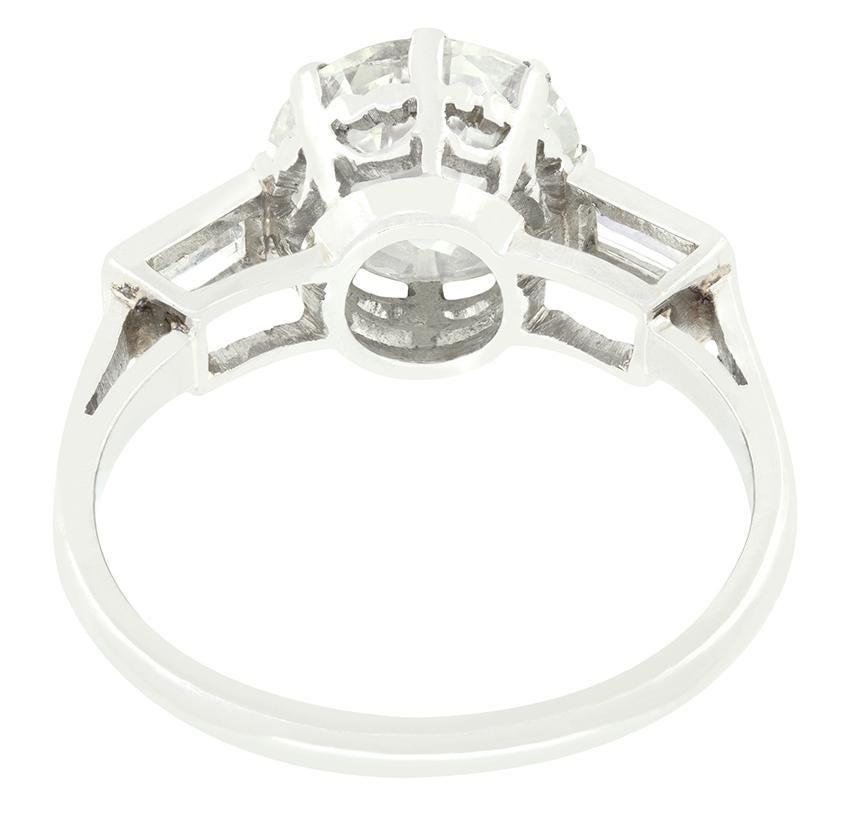 Art Deco 2.10ct Diamond Solitaire Ring, c.1920s In Good Condition For Sale In London, GB