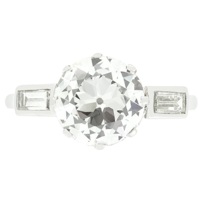 Anillo solitario de diamantes Art Déco de 2,10 quilates, c.1920