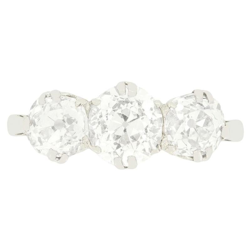 Art Deco 2.10ct Diamond Three Stone Ring, c.1920s
