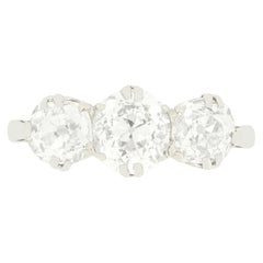 Art Deco 2.10ct Diamond Three Stone Ring, c.1920s