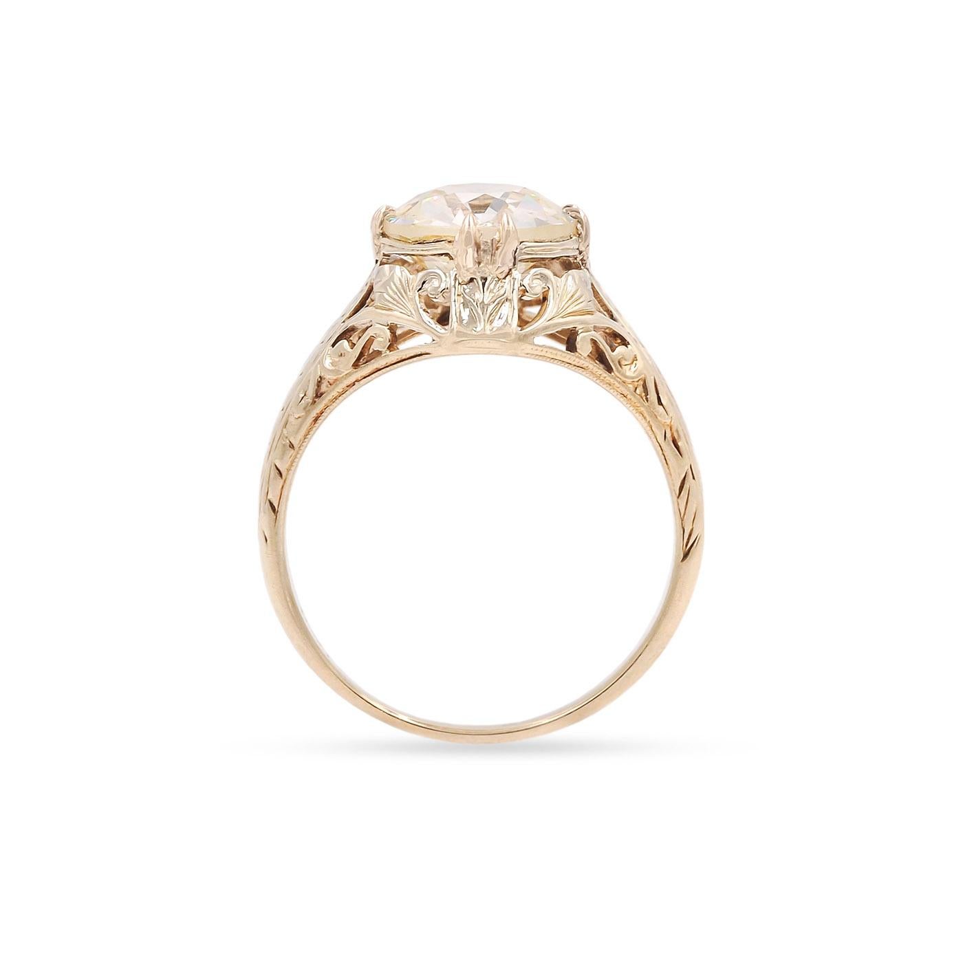 Art Deco Verlobungsring, 2,12 Karat GIA Diamant im alteuropäischen Schliff Solitär (Art déco)