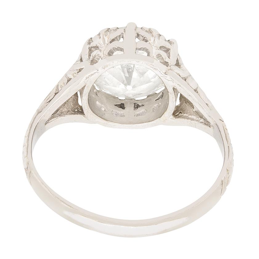 Art Deco 2.12ct Diamond Solitaire Engagement Ring, c.1920s In Good Condition For Sale In London, GB
