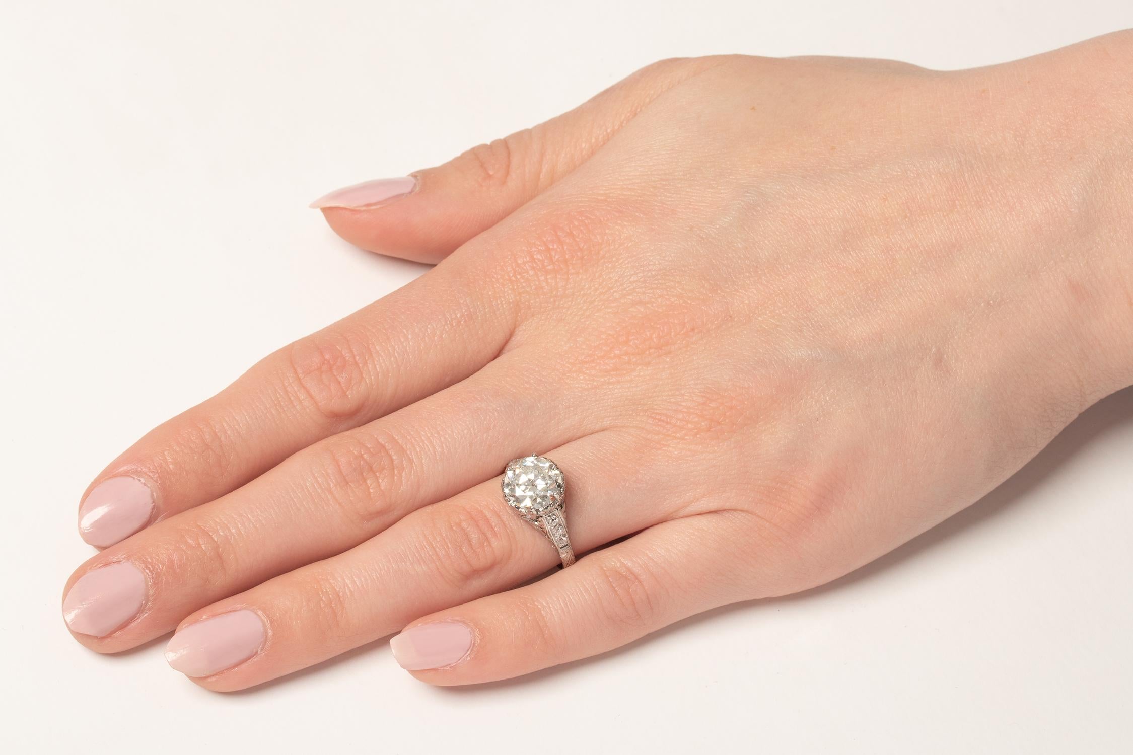 Art Deco 2.12ct Diamond Solitaire Engagement Ring, c.1920s 1